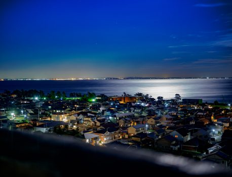 伊勢湾の夜景　満月、星景写真　2021年10月20日